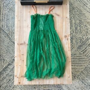 Gucci emerald Sheer Dress with Orange Straps
